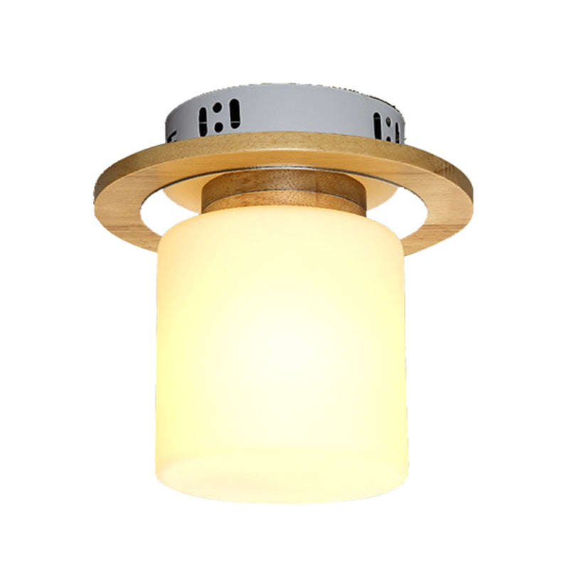 Frosted Glass Geometric Flush Mount Light Nordic 1 Light Flush Ceiling Light Fixture in White for Corridor Clearhalo 'Ceiling Lights' 'Close To Ceiling Lights' 'Close to ceiling' 'Flush mount' Lighting' 325261