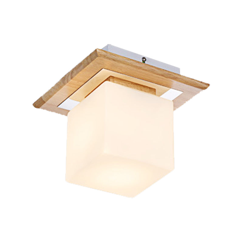 Frosted Glass Geometric Flush Mount Light Nordic 1 Light Flush Ceiling Light Fixture in White for Corridor Clearhalo 'Ceiling Lights' 'Close To Ceiling Lights' 'Close to ceiling' 'Flush mount' Lighting' 325266