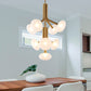 Round Pendant Chandelier Modern Frosted Glass 9 Heads Ceiling Suspension Lamp in Gold Clearhalo 'Ceiling Lights' 'Chandeliers' 'Close To Ceiling Lights' 'Glass shade' 'Glass' 'Modern Chandeliers' 'Modern' Lighting' 325285