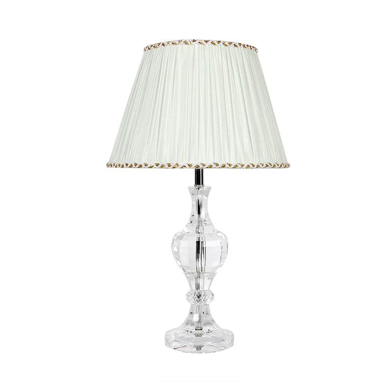 1 Light Bedroom Night Light Minimalism White Nightstand Lamp with Tapered Fabric Shade Clearhalo 'Lamps' 'Table Lamps' Lighting' 325298