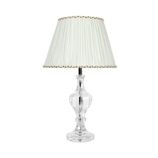 1 Light Bedroom Night Light Minimalism White Nightstand Lamp with Tapered Fabric Shade Clearhalo 'Lamps' 'Table Lamps' Lighting' 325298