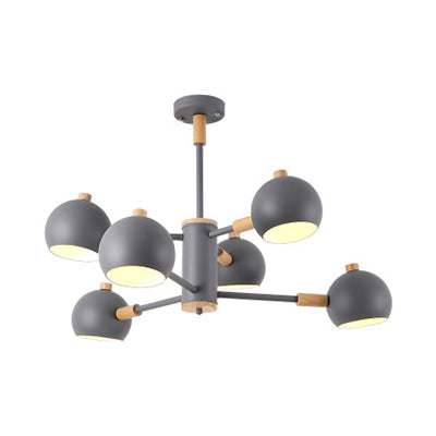Bedroom Sphere Pendant Light Fixture Iron 6 Lights Modern Nordic Hanging Chandelier Clearhalo 'Ceiling Lights' 'Chandeliers' Lighting' options 32532