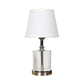 White Barrel Night Table Lamp Simple Fabric 1 Light Bedroom Nightstand Light with Crystal Base Clearhalo 'Lamps' 'Table Lamps' Lighting' 325320