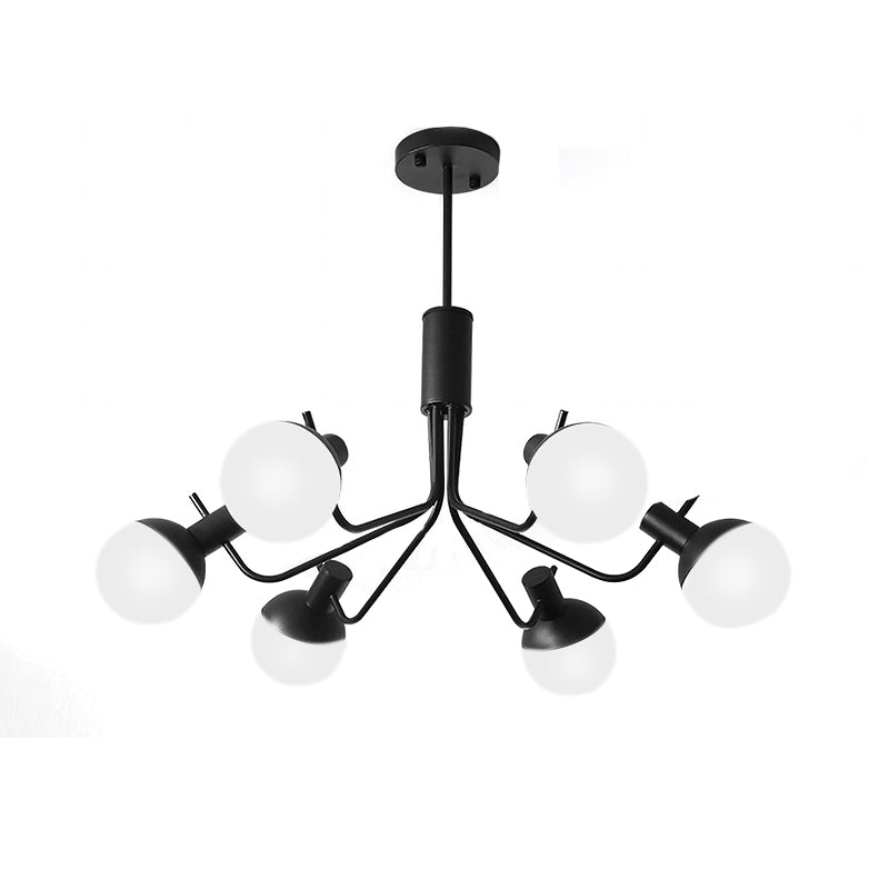 Sphere Semi Flush Light Contemporary White Glass 6/8 Heads Close to Ceiling Lamp in Black Clearhalo 'Ceiling Lights' 'Close To Ceiling Lights' 'Close to ceiling' 'Glass shade' 'Glass' 'Semi-flushmount' Lighting' 325390