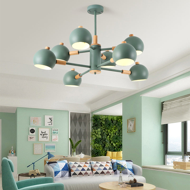 Metal Dome Hanging Lamp Fixture 2-Tier 8 Lights Scandinavian Chandelier for Living Room Shop Clearhalo 'Ceiling Lights' 'Chandeliers' Lighting' options 32542