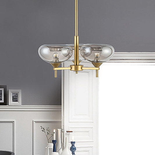 Dome Hanging Chandelier Modern Smoke Glass 3 Heads Dining Room Ceiling Suspension Lamp Clearhalo 'Ceiling Lights' 'Chandeliers' 'Glass shade' 'Glass' 'Modern Chandeliers' 'Modern' Lighting' 325525