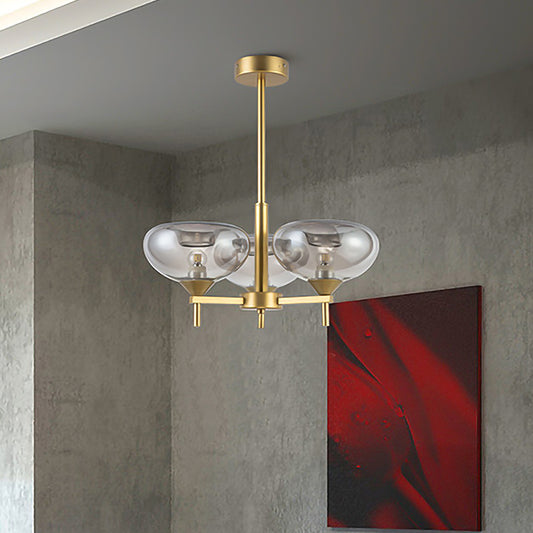 Dome Hanging Chandelier Modern Smoke Glass 3 Heads Dining Room Ceiling Suspension Lamp Clearhalo 'Ceiling Lights' 'Chandeliers' 'Glass shade' 'Glass' 'Modern Chandeliers' 'Modern' Lighting' 325526