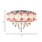 Drum Crystal Ceiling Mounted Fixture Traditional 6/8 Bulbs Living Room Flush Mount Lamp in Pink Clearhalo 'Ceiling Lights' 'Close To Ceiling Lights' 'Close to ceiling' 'Flush mount' Lighting' 325536