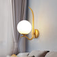 Global Sconce Light Modernist White Glass 1 Bulb Gold Wall Mount Lighting for Bedroom, 6"/8" Wide Clearhalo 'Cast Iron' 'Glass' 'Industrial' 'Modern wall lights' 'Modern' 'Tiffany' 'Traditional wall lights' 'Wall Lamps & Sconces' 'Wall Lights' Lighting' 325598