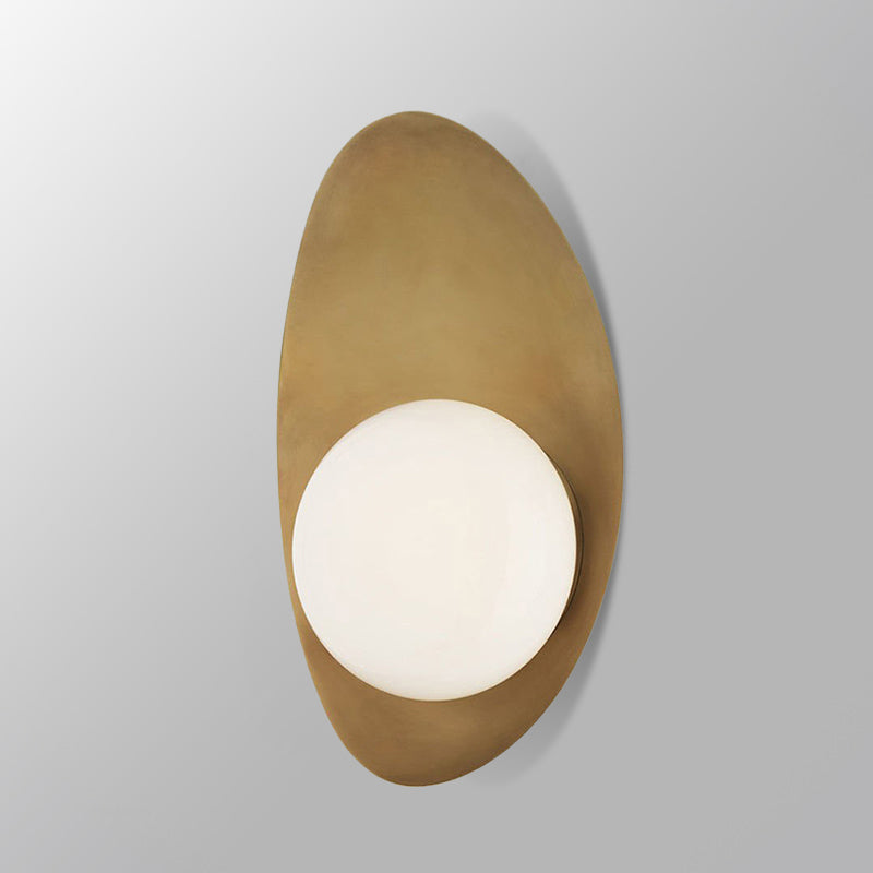 Metal Bend Wall Lamp Minimalist 1 Head Gold Sconce Light Fixture with Opal Glass Shade - Clearhalo - 'Cast Iron' - 'Glass' - 'Industrial' - 'Modern wall lights' - 'Modern' - 'Tiffany' - 'Traditional wall lights' - 'Wall Lamps & Sconces' - 'Wall Lights' - Lighting' - 325628