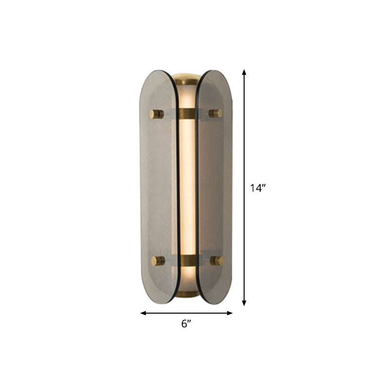 Pill Capsule Bedside Sconce Minimalism Smoke Gray Glass 1 Bulb Wall Mounted Lamp Clearhalo 'Cast Iron' 'Glass' 'Industrial' 'Modern wall lights' 'Modern' 'Tiffany' 'Traditional wall lights' 'Wall Lamps & Sconces' 'Wall Lights' Lighting' 325653