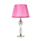Single Head Table Light Countryside Conical Fabric Night Lamp in Pink/Blue/Beige with Clear Crystal Base Clearhalo 'Lamps' 'Table Lamps' Lighting' 325755
