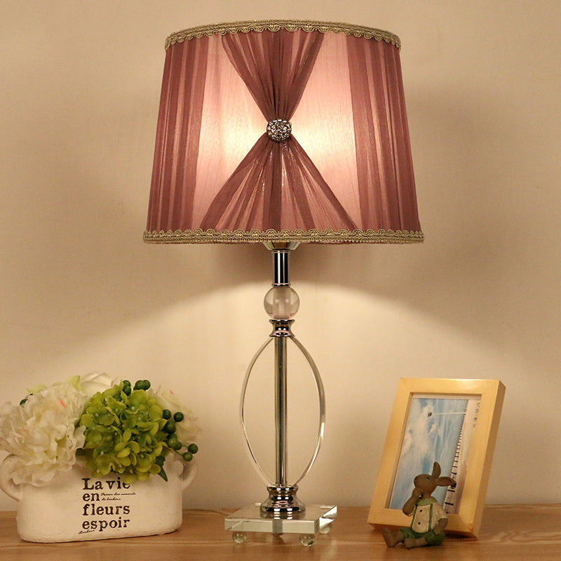 1 Light Bedroom Night Light Rustic Purple Nightstand Lamp with Conical Crystal Shade Clearhalo 'Lamps' 'Table Lamps' Lighting' 325769