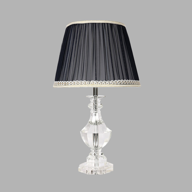 Barrel Bedroom Night Table Lamp Traditional Crystal Single Light in Black Nightstand Light with Braided Trim Clearhalo 'Lamps' 'Table Lamps' Lighting' 325803