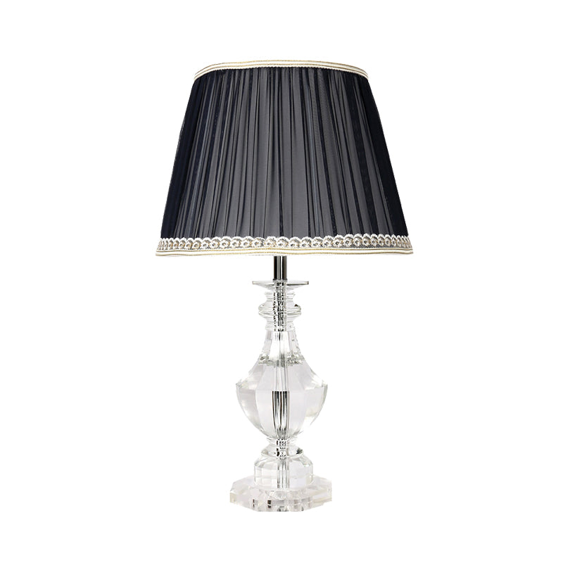 Barrel Bedroom Night Table Lamp Traditional Crystal Single Light in Black Nightstand Light with Braided Trim Clearhalo 'Lamps' 'Table Lamps' Lighting' 325804