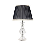 Barrel Bedroom Night Table Lamp Traditional Crystal Single Light in Black Nightstand Light with Braided Trim Clearhalo 'Lamps' 'Table Lamps' Lighting' 325804
