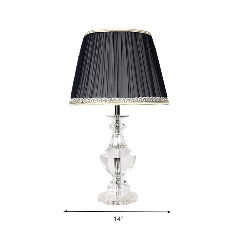 Barrel Bedroom Night Table Lamp Traditional Crystal Single Light in Black Nightstand Light with Braided Trim Clearhalo 'Lamps' 'Table Lamps' Lighting' 325805
