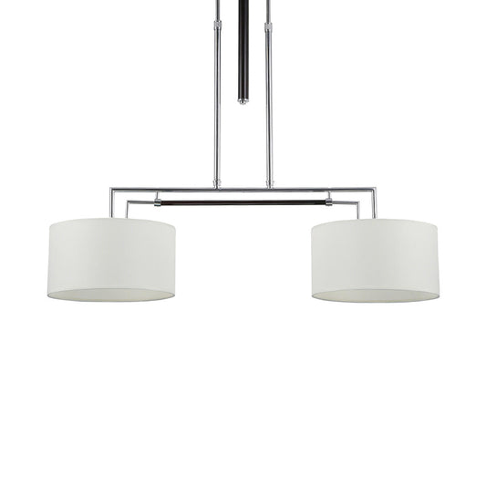Traditional Drum Island Pendant 2 Lights Fabric Hanging Light Kit in White for Dining Room Clearhalo 'Ceiling Lights' 'Island Lights' Lighting' 325857