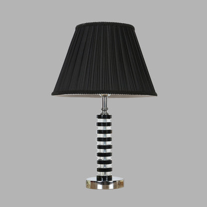 Single Bulb Barrel Table Light Rustic Black Fabric Night Lamp for Bedroom with Crystal Deco Black Clearhalo 'Lamps' 'Table Lamps' Lighting' 325859