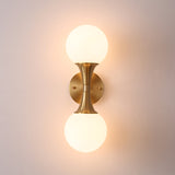 2 Bulbs Bathroom Vanity Light Modernism Brass Wall Mounted Lamp with Orb Milky Glass Shade Clearhalo 'Cast Iron' 'Glass' 'Industrial' 'Modern wall lights' 'Modern' 'Tiffany' 'Traditional wall lights' 'Wall Lamps & Sconces' 'Wall Lights' Lighting' 325929