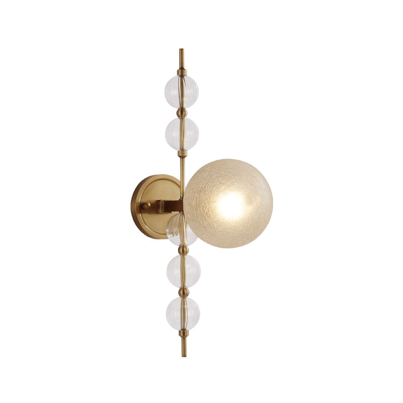 Crackle Glass Round Wall Lighting Modern 1 Bulb Sconce Light Fixture in Gold for Living Room Clearhalo 'Cast Iron' 'Glass' 'Industrial' 'Modern wall lights' 'Modern' 'Tiffany' 'Traditional wall lights' 'Wall Lamps & Sconces' 'Wall Lights' Lighting' 325945