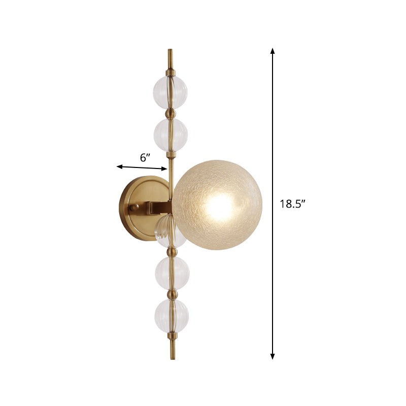 Crackle Glass Round Wall Lighting Modern 1 Bulb Sconce Light Fixture in Gold for Living Room Clearhalo 'Cast Iron' 'Glass' 'Industrial' 'Modern wall lights' 'Modern' 'Tiffany' 'Traditional wall lights' 'Wall Lamps & Sconces' 'Wall Lights' Lighting' 325946