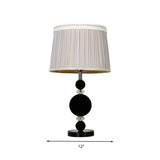 Rural Drum Shade Night Light 1 Light Fabric Table Lamp in Cream Gray for Bedroom with Faux-Braided Detailing Clearhalo 'Lamps' 'Table Lamps' Lighting' 325956