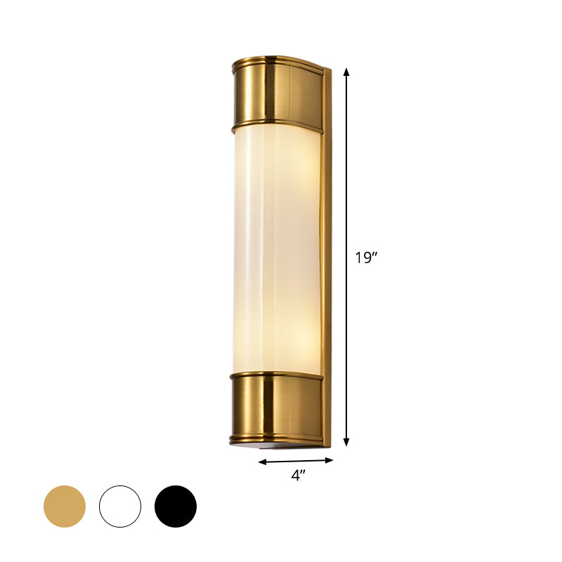 Opal Glass Tubular Wall Lighting Modernism 2 Heads Black/White/Gold Sconce Light Fixture for Bedroom Clearhalo 'Cast Iron' 'Glass' 'Industrial' 'Modern wall lights' 'Modern' 'Tiffany' 'Traditional wall lights' 'Wall Lamps & Sconces' 'Wall Lights' Lighting' 326020