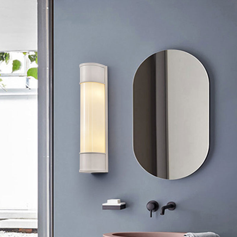 Opal Glass Tubular Wall Lighting Modernism 2 Heads Black/White/Gold Sconce Light Fixture for Bedroom Clearhalo 'Cast Iron' 'Glass' 'Industrial' 'Modern wall lights' 'Modern' 'Tiffany' 'Traditional wall lights' 'Wall Lamps & Sconces' 'Wall Lights' Lighting' 326022