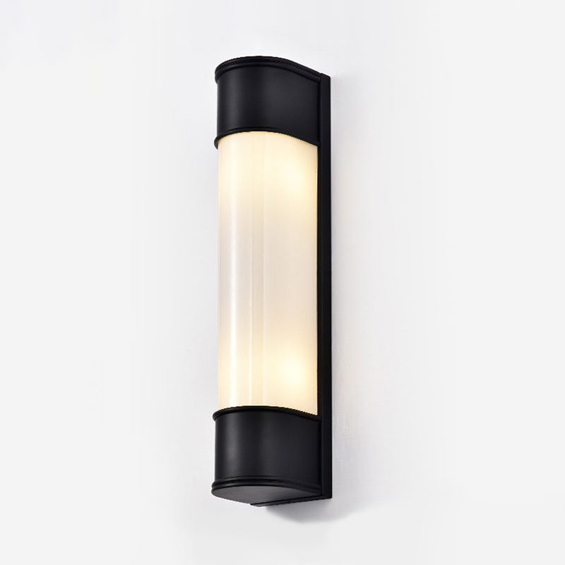Opal Glass Tubular Wall Lighting Modernism 2 Heads Black/White/Gold Sconce Light Fixture for Bedroom Clearhalo 'Cast Iron' 'Glass' 'Industrial' 'Modern wall lights' 'Modern' 'Tiffany' 'Traditional wall lights' 'Wall Lamps & Sconces' 'Wall Lights' Lighting' 326027