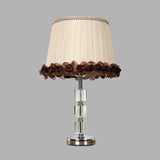 Minimalism Barrel Night Lamp Single Light Clear Crystal Table Light in Beige for Living Room Clearhalo 'Lamps' 'Table Lamps' Lighting' 326097