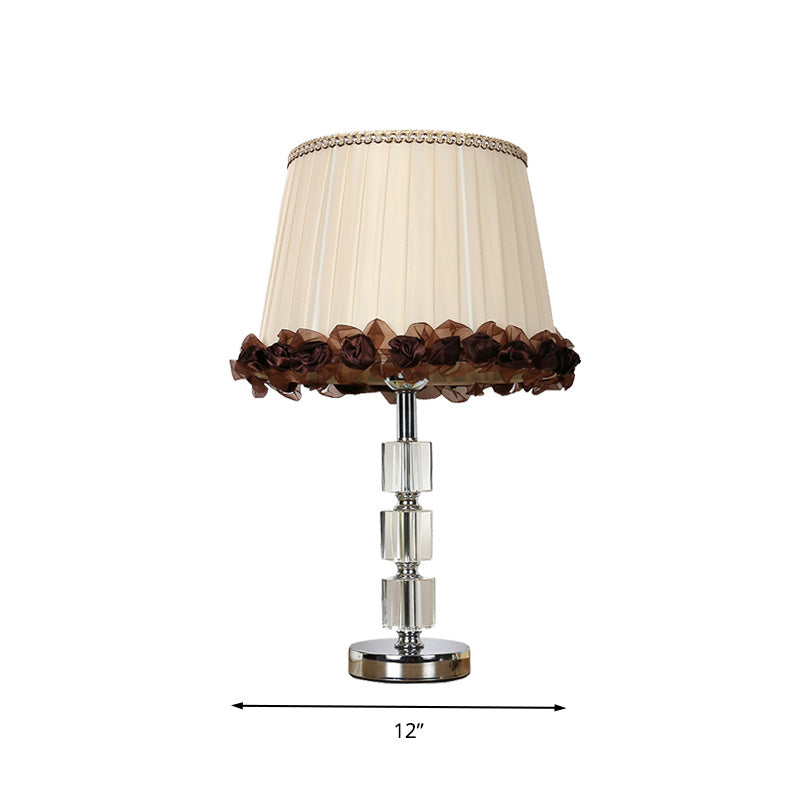 Minimalism Barrel Night Lamp Single Light Clear Crystal Table Light in Beige for Living Room Clearhalo 'Lamps' 'Table Lamps' Lighting' 326098