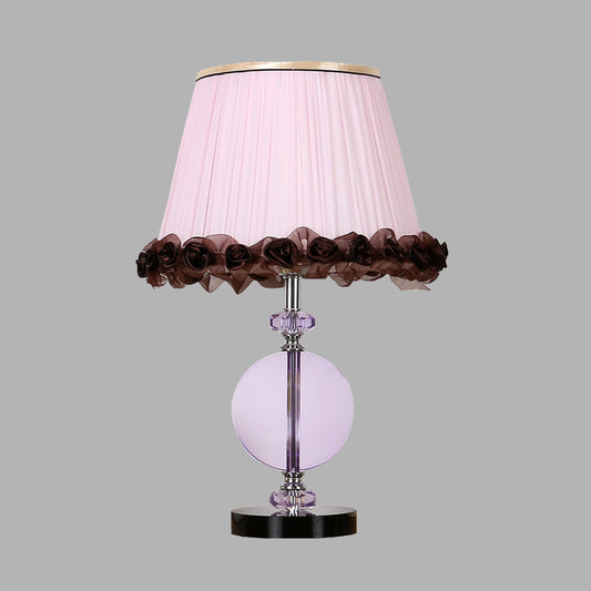 1 Light Round Night Table Lamp Simple Pink Hand-Cut Crystal Nightstand Light for Bedroom Clearhalo 'Lamps' 'Table Lamps' Lighting' 326107