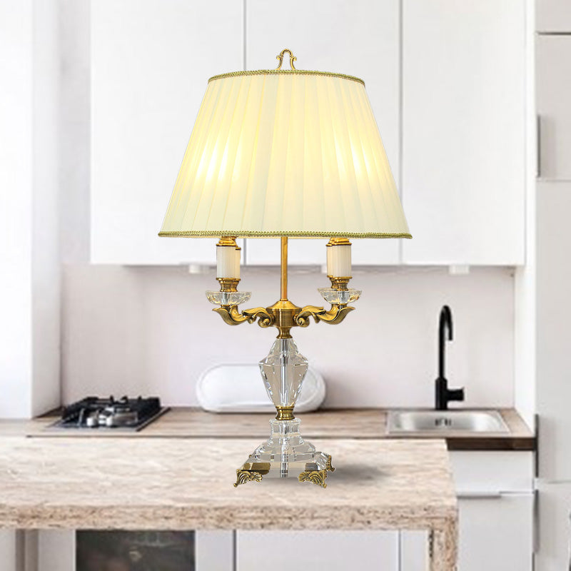 4 Lights Clear Crystal Nightstand Light Rustic Beige Candlestick Living Room Table Lamp Clearhalo 'Lamps' 'Table Lamps' Lighting' 326146