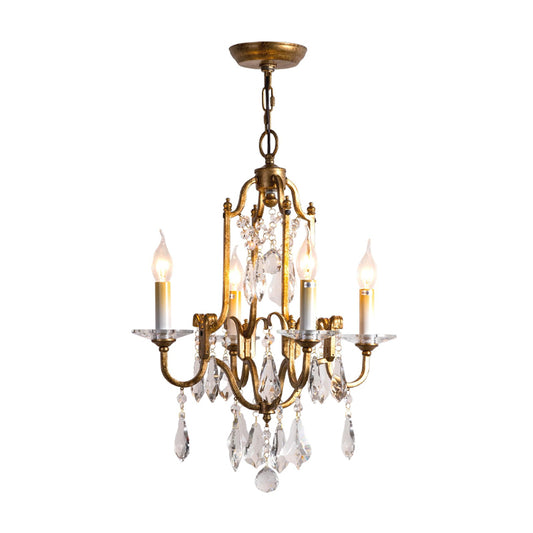 Crystal Antique Brass Chandelier Candlestick 4/6/9 Lights Traditional-Style Suspension Pendant Light Clearhalo 'Ceiling Lights' 'Chandeliers' Lighting' options 326250