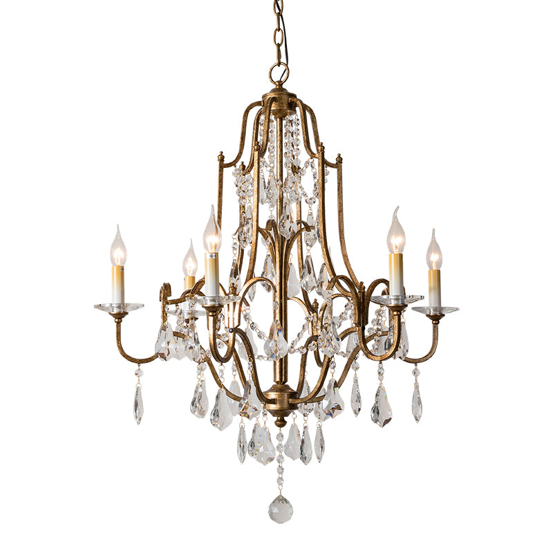 Crystal Antique Brass Chandelier Candlestick 4/6/9 Lights Traditional-Style Suspension Pendant Light Clearhalo 'Ceiling Lights' 'Chandeliers' Lighting' options 326258