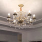 Rustic Curved Arm Chandelier Light Fixture 6/8 Lights Crystal Pendant Lighting in Gold for Bedroom 8 Gold Clearhalo 'Ceiling Lights' 'Chandeliers' Lighting' options 326399_a6ff67bc-13fd-48fb-8fe8-cc16e60095c9