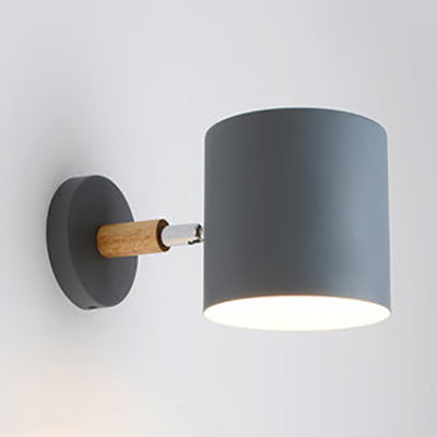 Modern Style Cylinder Wall Light Metal 1 Head Wall Lamp for Kid Bedroom Corridor Grey Clearhalo 'Wall Lamps & Sconces' 'Wall Lights' Lighting' 32642