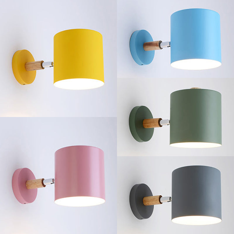Modern Style Cylinder Wall Light Metal 1 Head Wall Lamp for Kid Bedroom Corridor Clearhalo 'Wall Lamps & Sconces' 'Wall Lights' Lighting' 32643
