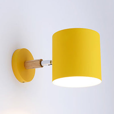 Modern Style Cylinder Wall Light Metal 1 Head Wall Lamp for Kid Bedroom Corridor Yellow Clearhalo 'Wall Lamps & Sconces' 'Wall Lights' Lighting' 32644