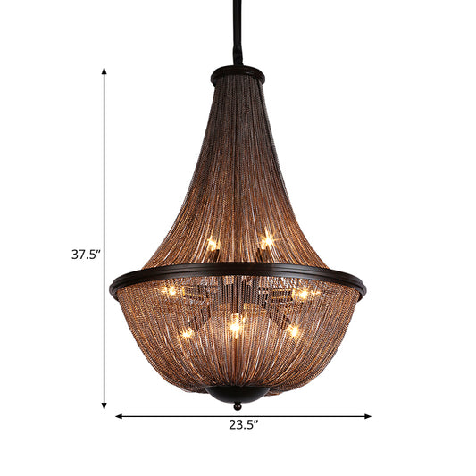 Gold 8 Lights Chandelier Light Traditional-Style Metal Chain Fringe Hanging Lamp Kit Clearhalo 'Ceiling Lights' 'Chandeliers' Lighting' options 326670