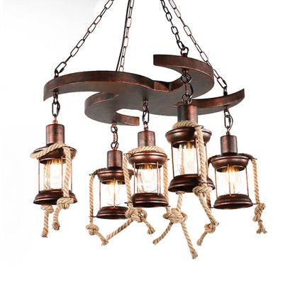 Vintage Kerosene Chandelier Light Fixture 5/7 Lights Metallic Pendant in Weathered Copper 5 Weathered Copper Clearhalo 'Ceiling Lights' 'Chandeliers' 'Close To Ceiling Lights' 'Glass shade' 'Glass' 'Industrial Chandeliers' 'Industrial' 'Middle Century Chandeliers' 'Tiffany' Lighting' 326701