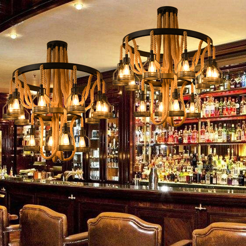 Circular Metallic Chandelier Factory 4/6/14 Lights Restaurant Ceiling Light Fixture in Black 14 Black Clearhalo 'Cast Iron' 'Ceiling Lights' 'Chandeliers' 'Industrial Chandeliers' 'Industrial' 'Metal' 'Middle Century Chandeliers' 'Rustic Chandeliers' 'Tiffany' Lighting' 326781