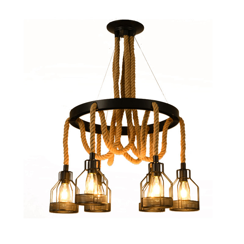 Circular Metallic Chandelier Factory 4/6/14 Lights Restaurant Ceiling Light Fixture in Black Clearhalo 'Cast Iron' 'Ceiling Lights' 'Chandeliers' 'Industrial Chandeliers' 'Industrial' 'Metal' 'Middle Century Chandeliers' 'Rustic Chandeliers' 'Tiffany' Lighting' 326790