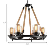 Metal Black Chandelier Pendant Cylinder 6/8 Lights Industrial-Style Ceiling Lamp for Restaurant Clearhalo 'Cast Iron' 'Ceiling Lights' 'Chandeliers' 'Industrial Chandeliers' 'Industrial' 'Metal' 'Middle Century Chandeliers' 'Rustic Chandeliers' 'Tiffany' Lighting' 326832