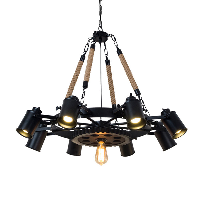 Factory Tube Chandelier 7/9/11 Lights Metallic Pendant Light Fixture in Black for Dining Room Clearhalo 'Cast Iron' 'Ceiling Lights' 'Chandeliers' 'Industrial Chandeliers' 'Industrial' 'Metal' 'Middle Century Chandeliers' 'Rustic Chandeliers' 'Tiffany' Lighting' 326850