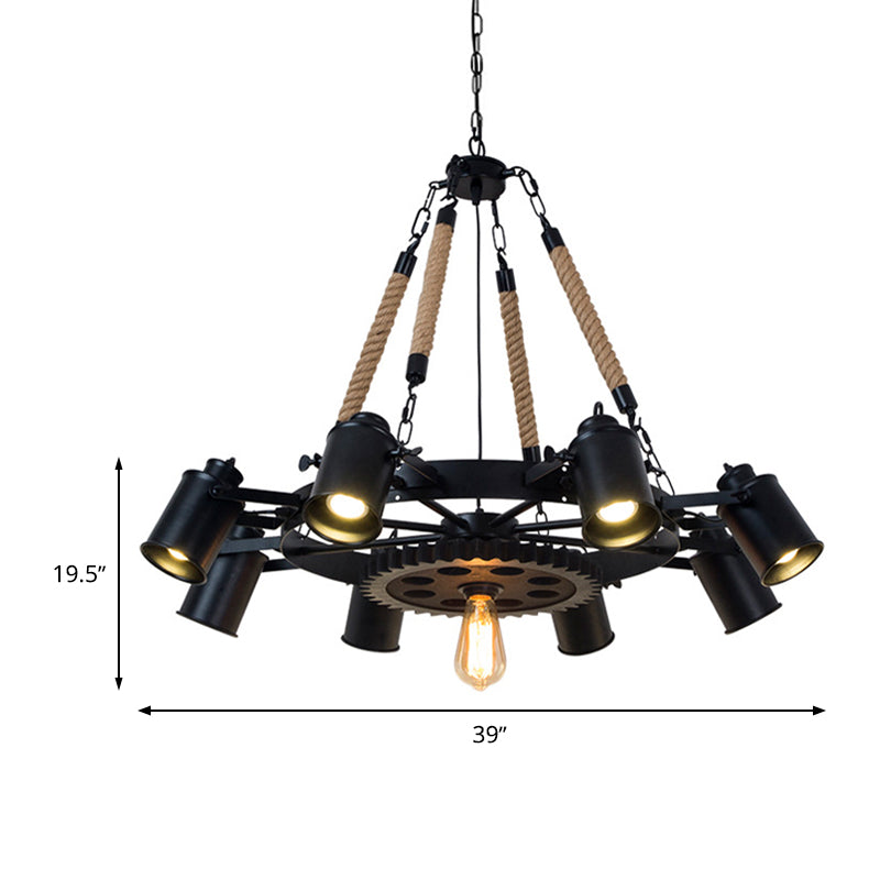 Factory Tube Chandelier 7/9/11 Lights Metallic Pendant Light Fixture in Black for Dining Room Clearhalo 'Cast Iron' 'Ceiling Lights' 'Chandeliers' 'Industrial Chandeliers' 'Industrial' 'Metal' 'Middle Century Chandeliers' 'Rustic Chandeliers' 'Tiffany' Lighting' 326851