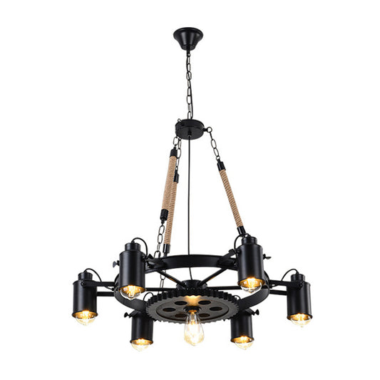 Factory Tube Chandelier 7/9/11 Lights Metallic Pendant Light Fixture in Black for Dining Room 7 Black Clearhalo 'Cast Iron' 'Ceiling Lights' 'Chandeliers' 'Industrial Chandeliers' 'Industrial' 'Metal' 'Middle Century Chandeliers' 'Rustic Chandeliers' 'Tiffany' Lighting' 326854