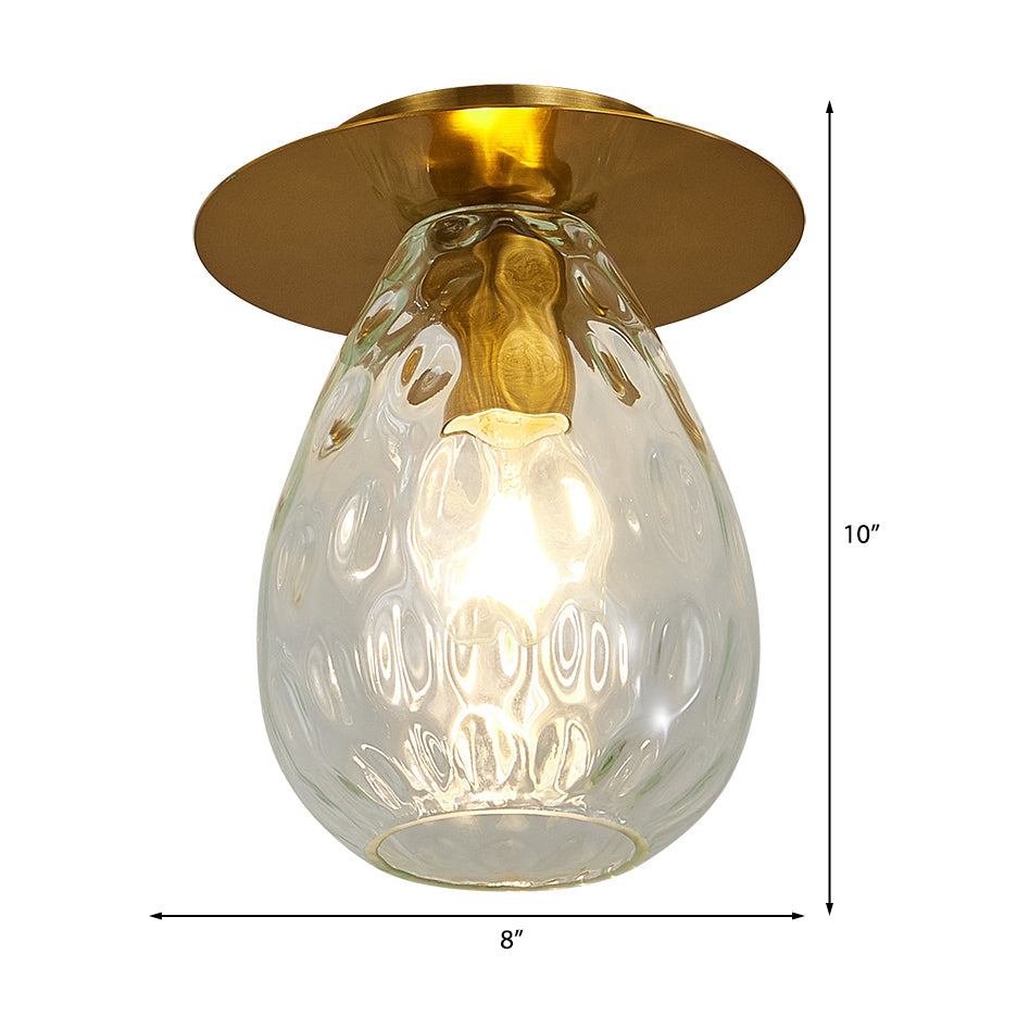 Pear Shaped Dimple Glass Flush Mount Lamp Nordic 1 Light Clear Flush Mount Light Fixture for Living Room Clearhalo 'Ceiling Lights' 'Close To Ceiling Lights' 'Close to ceiling' 'Flush mount' Lighting' 326880