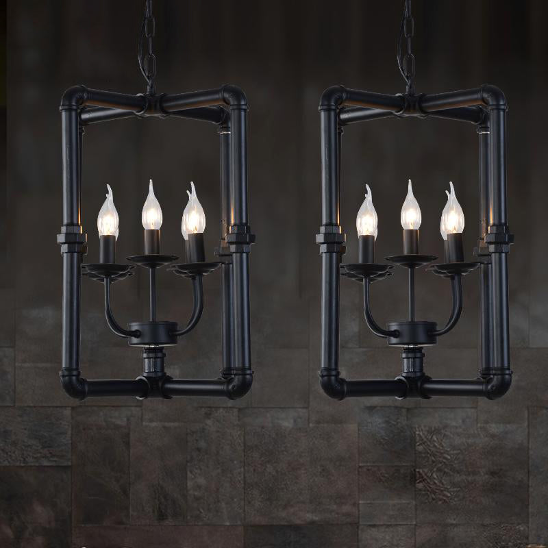 Candlestick Metal Chandelier Light Fixture Warehouse 5 Lights Restaurant Hanging Lamp Kit in Black Clearhalo 'Cast Iron' 'Ceiling Lights' 'Chandeliers' 'Industrial Chandeliers' 'Industrial' 'Metal' 'Middle Century Chandeliers' 'Rustic Chandeliers' 'Tiffany' Lighting' 326882